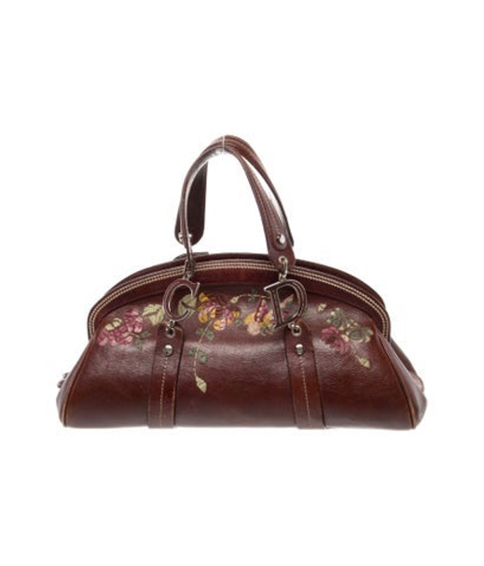 Dior Dior Leather Dior Brown Leather Flowers Embroidered Satchel Vintage