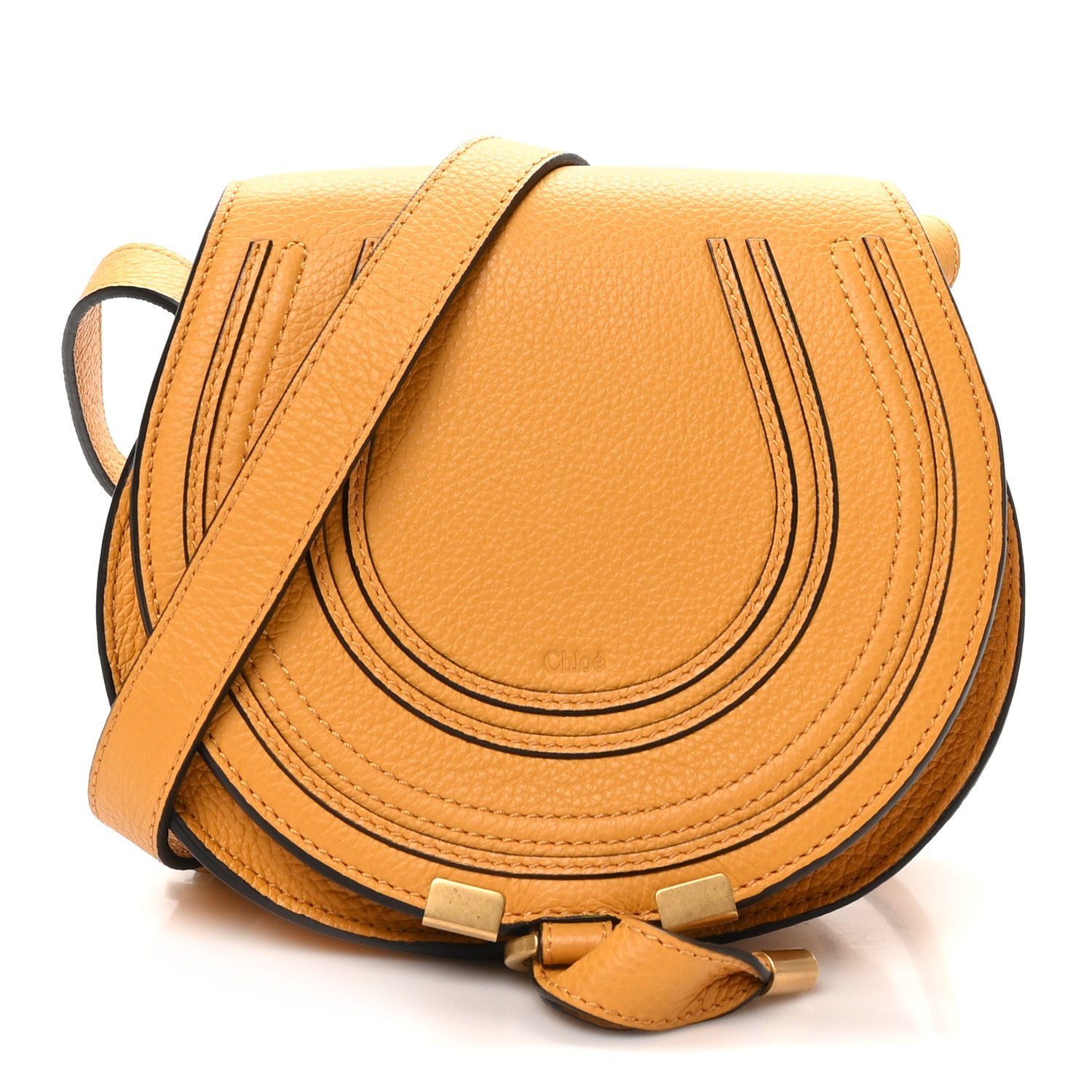 Chloe Grained Calfskin Small Marcie Saddle Bag Sunflower