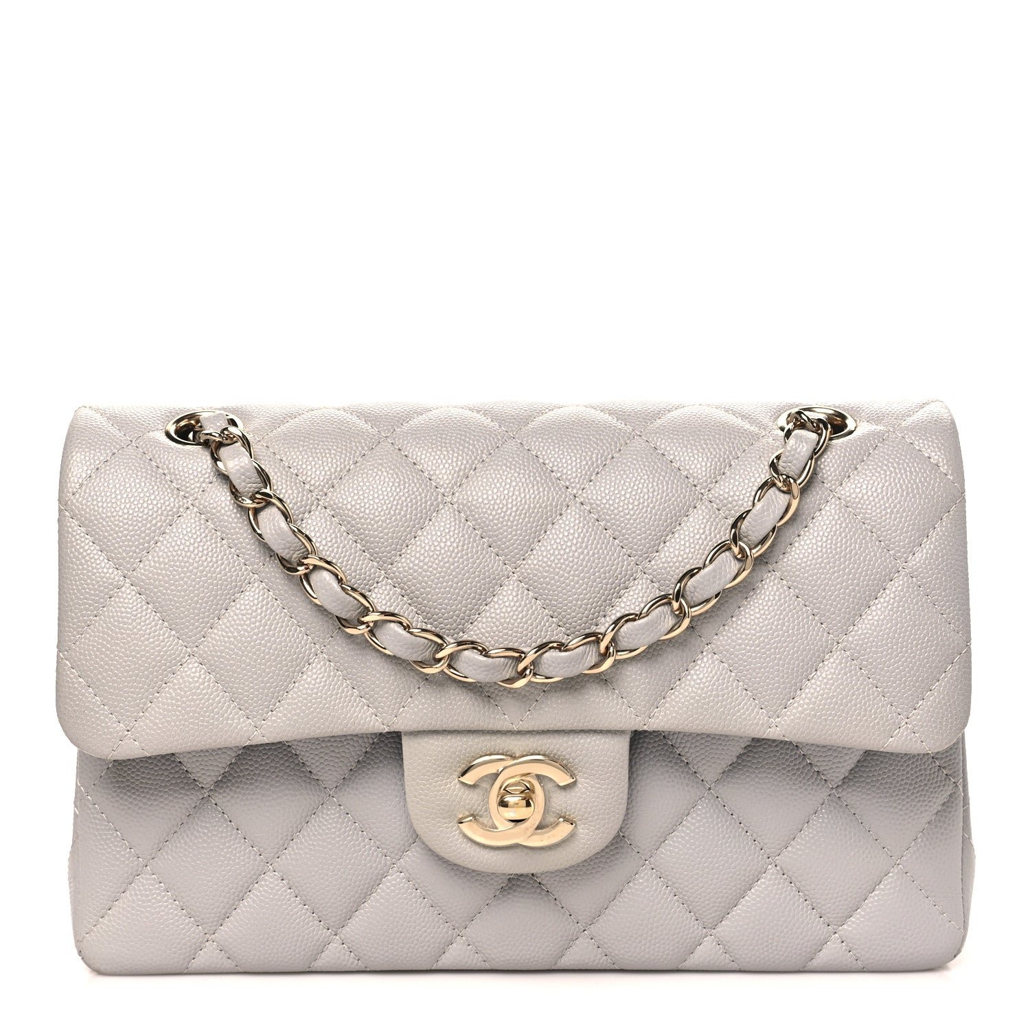 Chanel Caviar Quilted Small Double Flap Grey