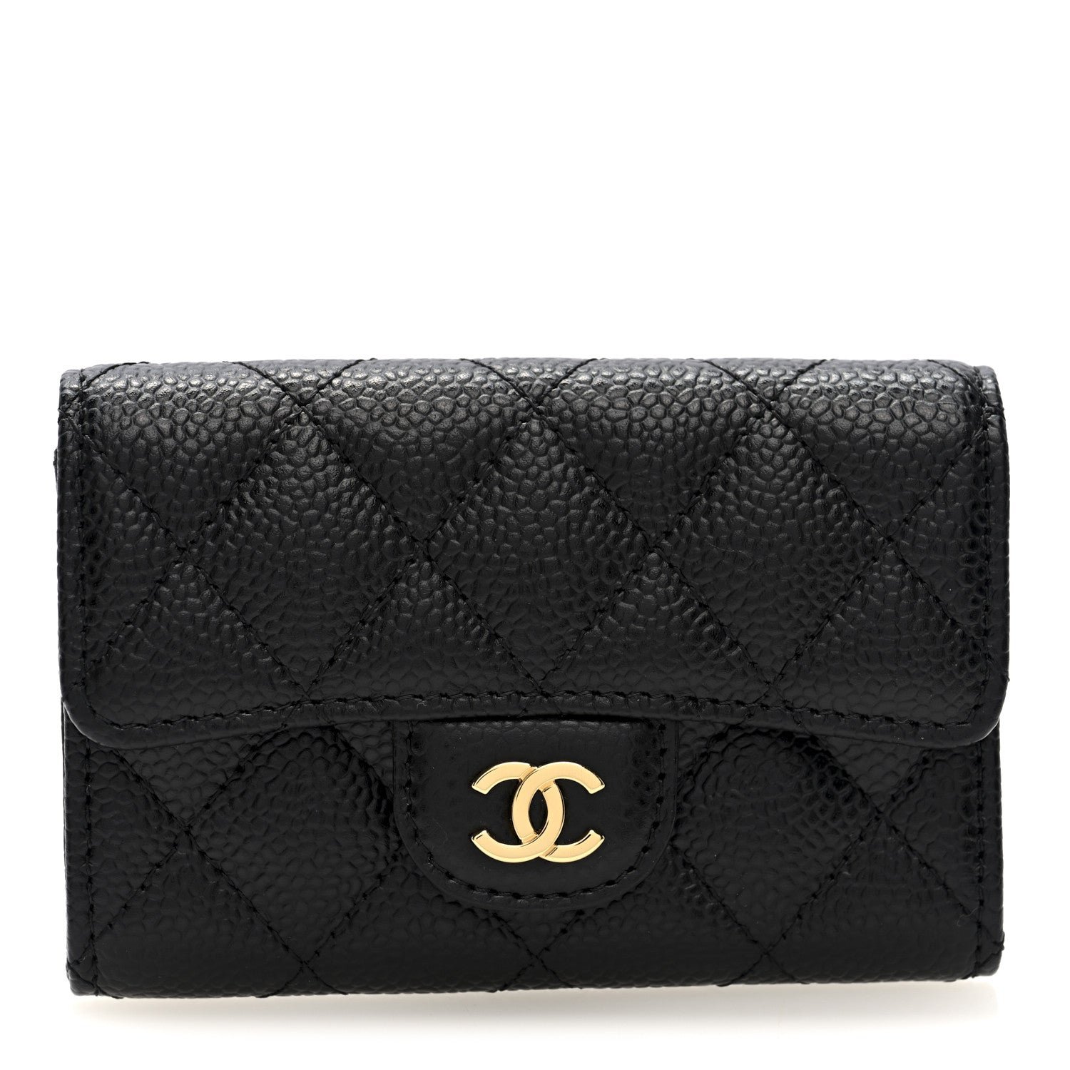 Chanel Caviar Quilted Flap Card Holder Wallet Black