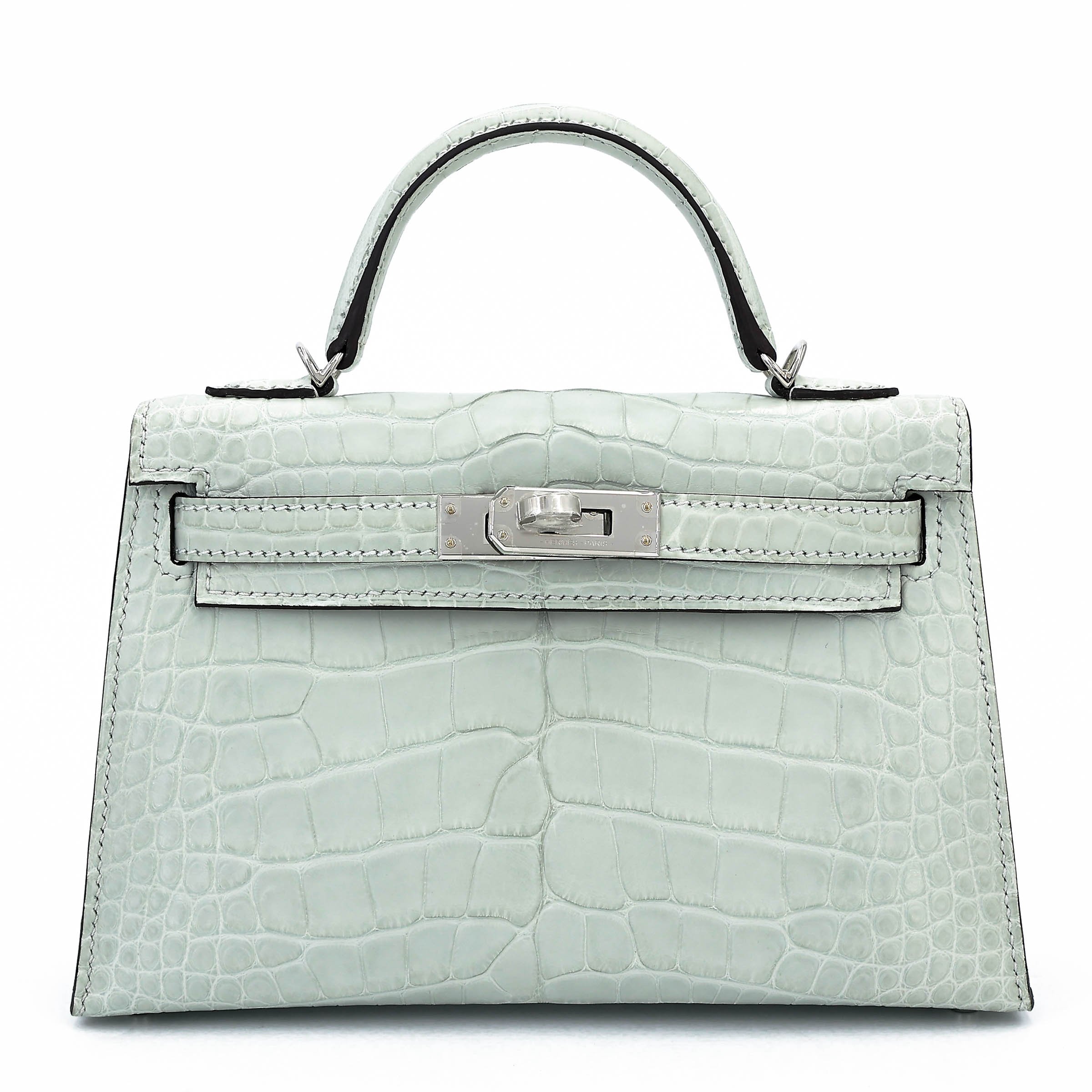 Hermes Brand New ( Rank N ) HERMÈS Mini Kelly II Gris Neve (0W) Matte Alligator Palladium hardware K (2025)