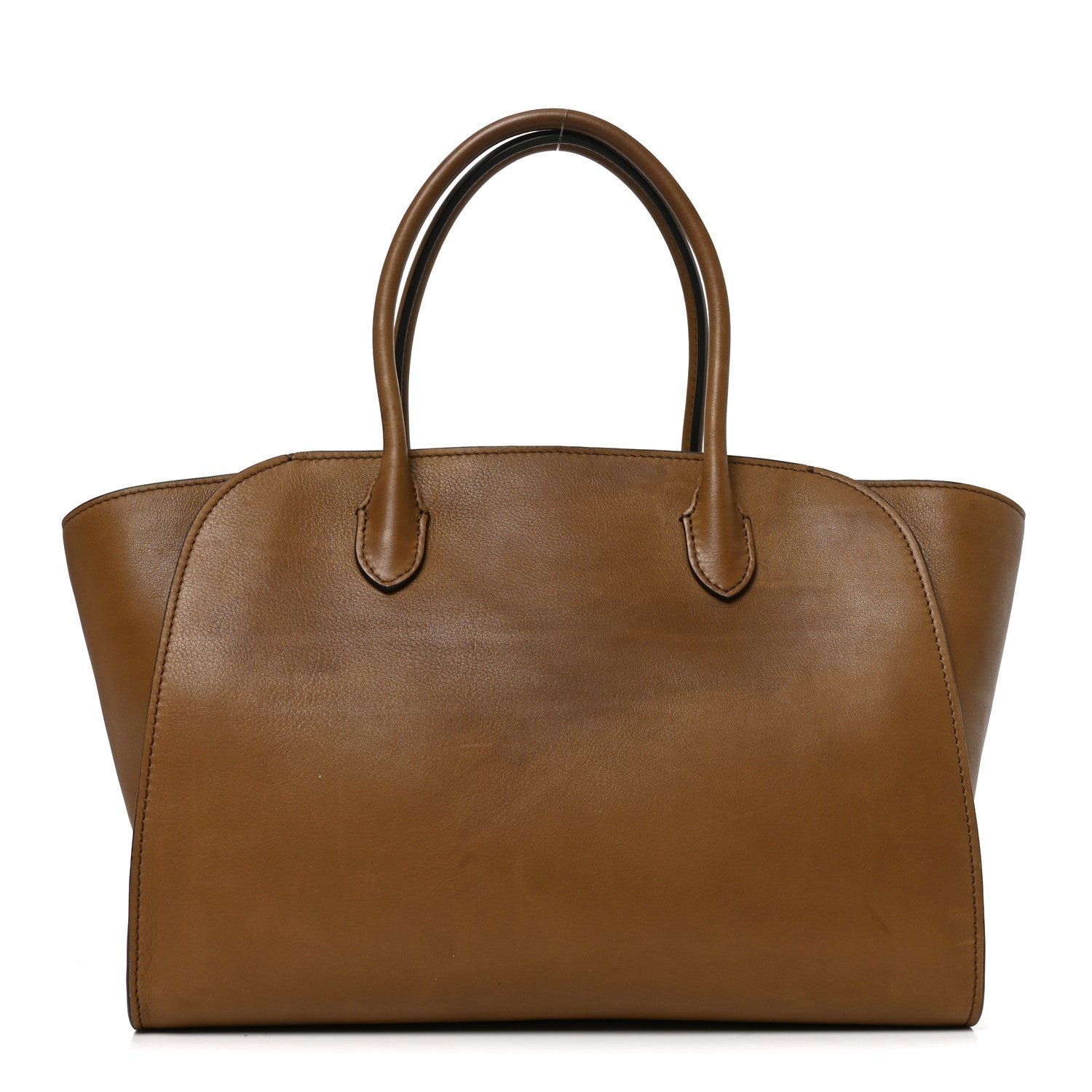 The Row Polished Saddle Calfskin Marlo 12 Tote Bag Muschio