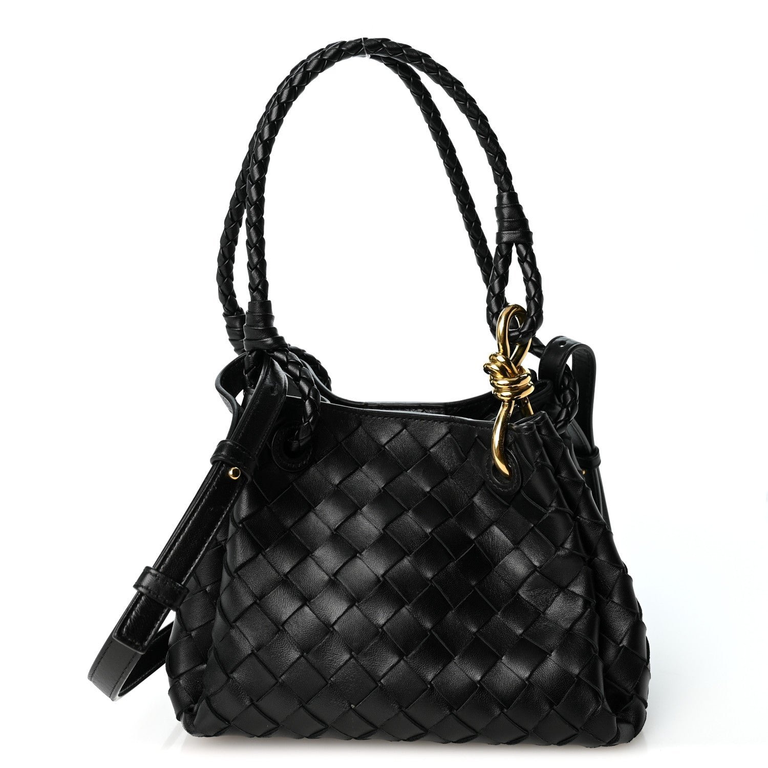 Bottega Veneta Nappa Intrecciato Small Parachute Shoulder Bag Black