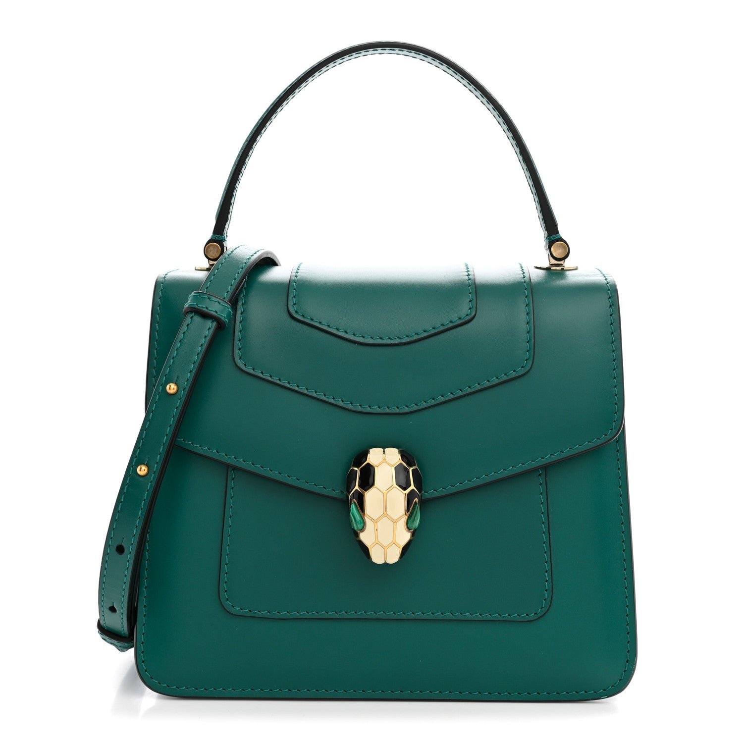 Bulgari Calfskin Serpenti Forever Top Handle Emerald Green