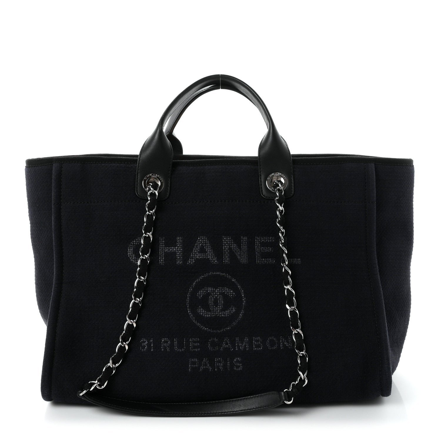 Chanel Mixed Fibers Medium Deauville Tote Navy