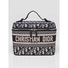 Christian Dior Blue Oblique Canvas DiorTravel Vanity Case Bag