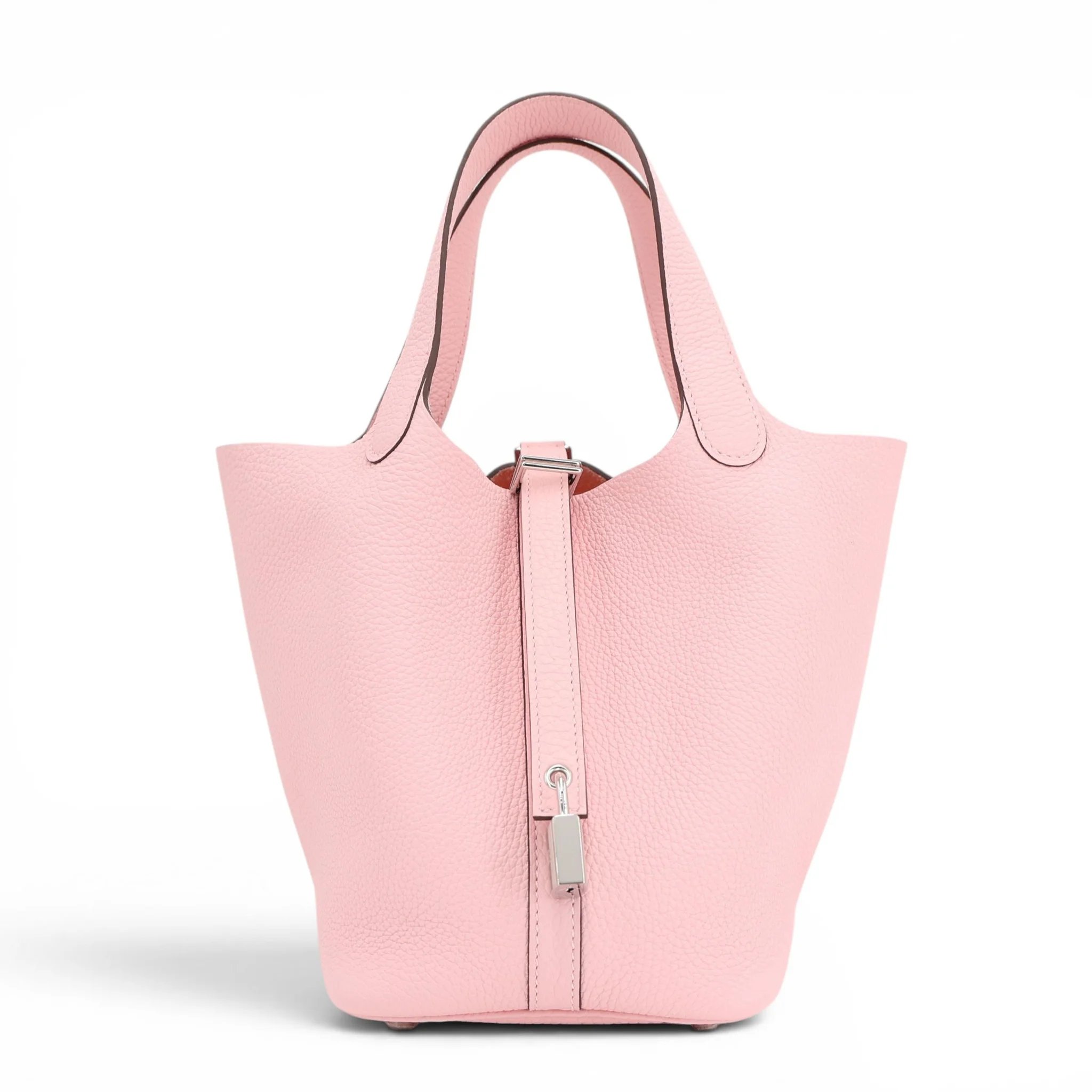 Excellent ( Rank SA ) HERMÈS Picotin Lock PM Rose Sakura (3Q) Clemence Palladium hardware U (2022)
