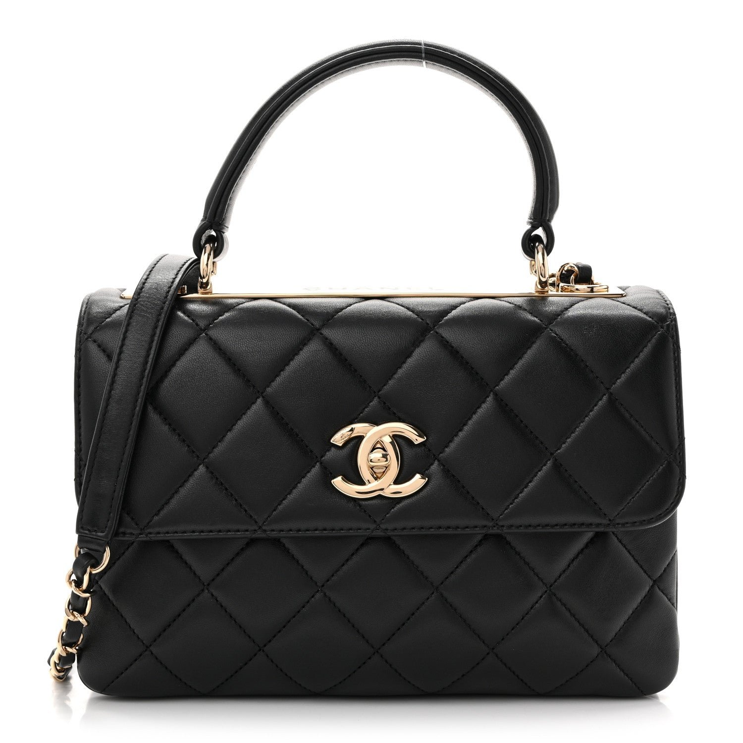 Chanel Lambskin Quilted Small Trendy CC Dual Handle Flap Bag Black