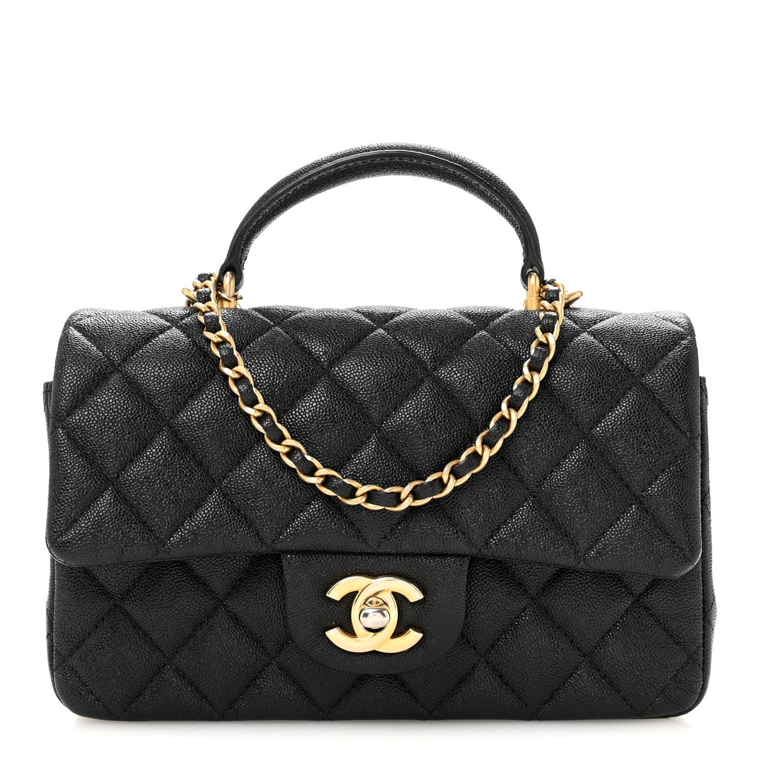 Chanel Caviar Quilted Mini Top Handle Rectangular Flap Black