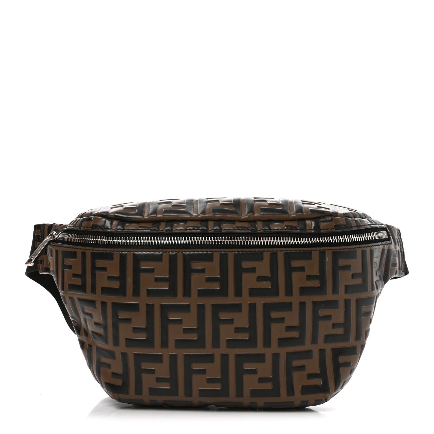 Fendi Vitello Century Bi-Color FF 1974 Embossed Belt Bag Maya Black