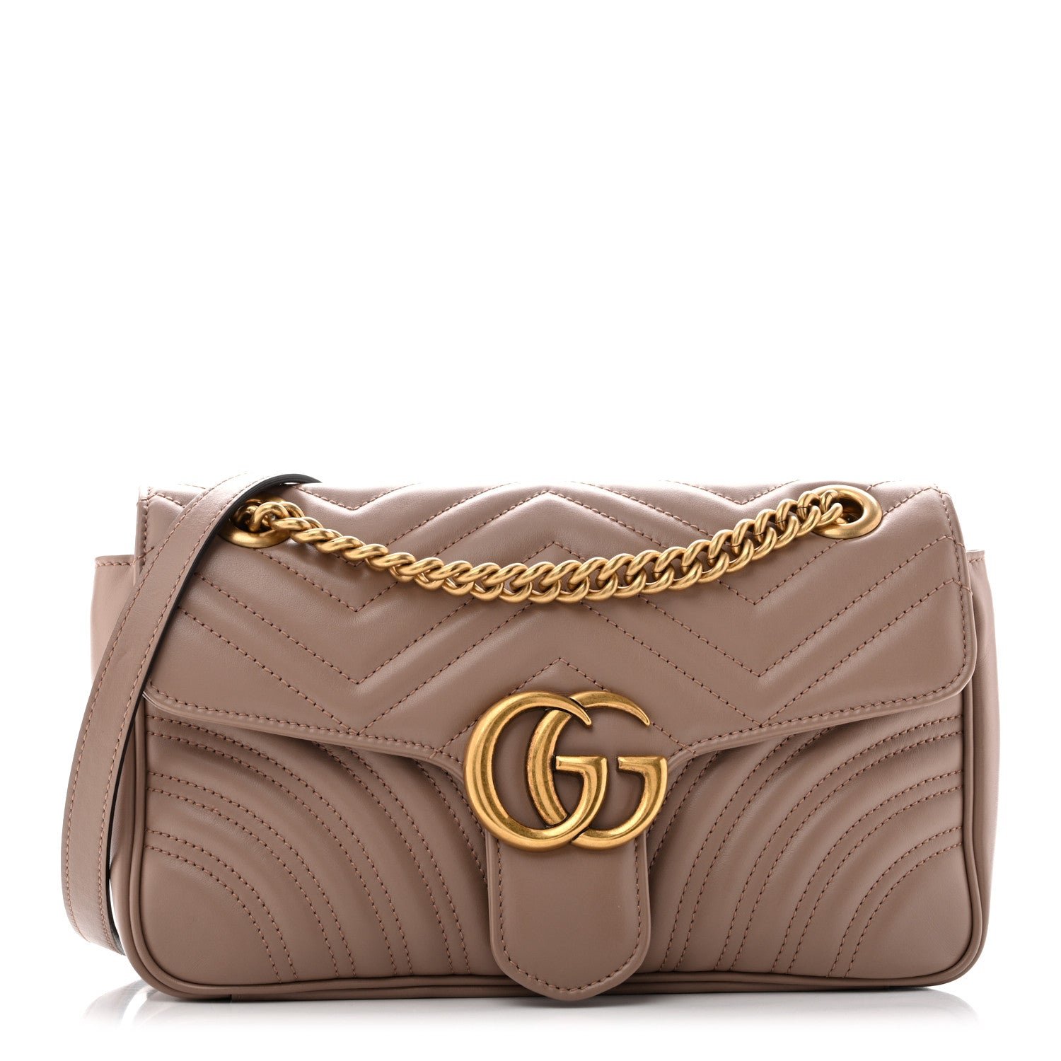 Gucci Calfskin Matelasse Small GG Marmont Shoulder Bag Porcelain Rose