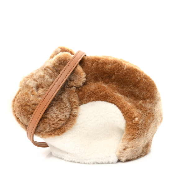 Loewe X SUNA FUJITA Shearling Hamster Crossbody Bag Natural