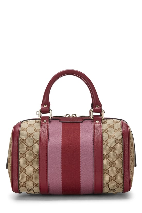 Red GG Canvas Web Boston Bag Small