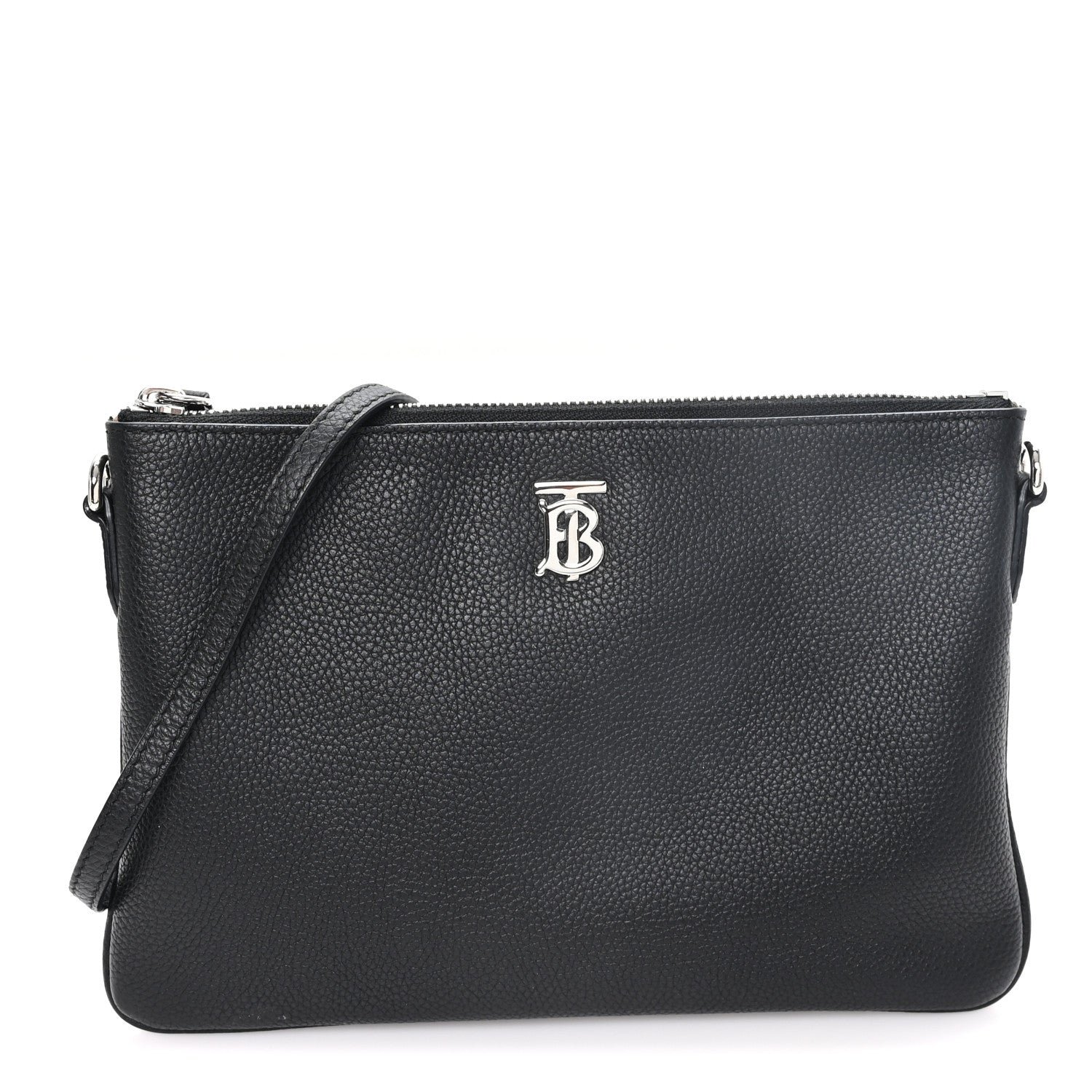 Burberry Grained Calfskin Peyton TB Crossbody Bag Black