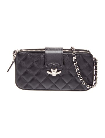 CC Box Double Zip Clutch w/ Chain