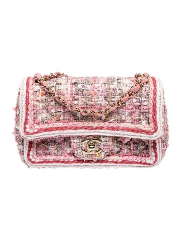 2019 Rectangular Mini Tweed Braid Flap Bag