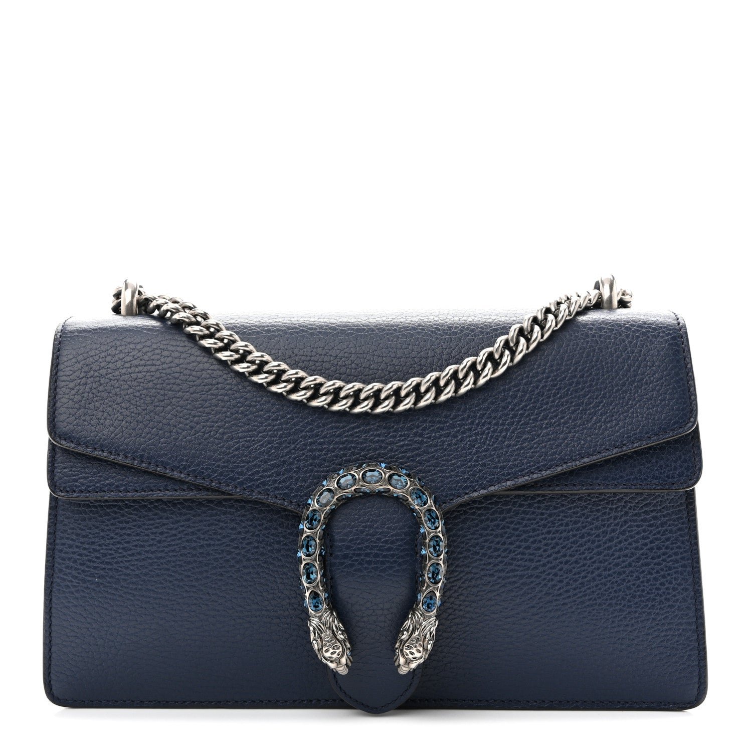 Gucci Dollar Calfskin Crystal Small Dionysus Shoulder Bag Blue Agata Montana Sapphire