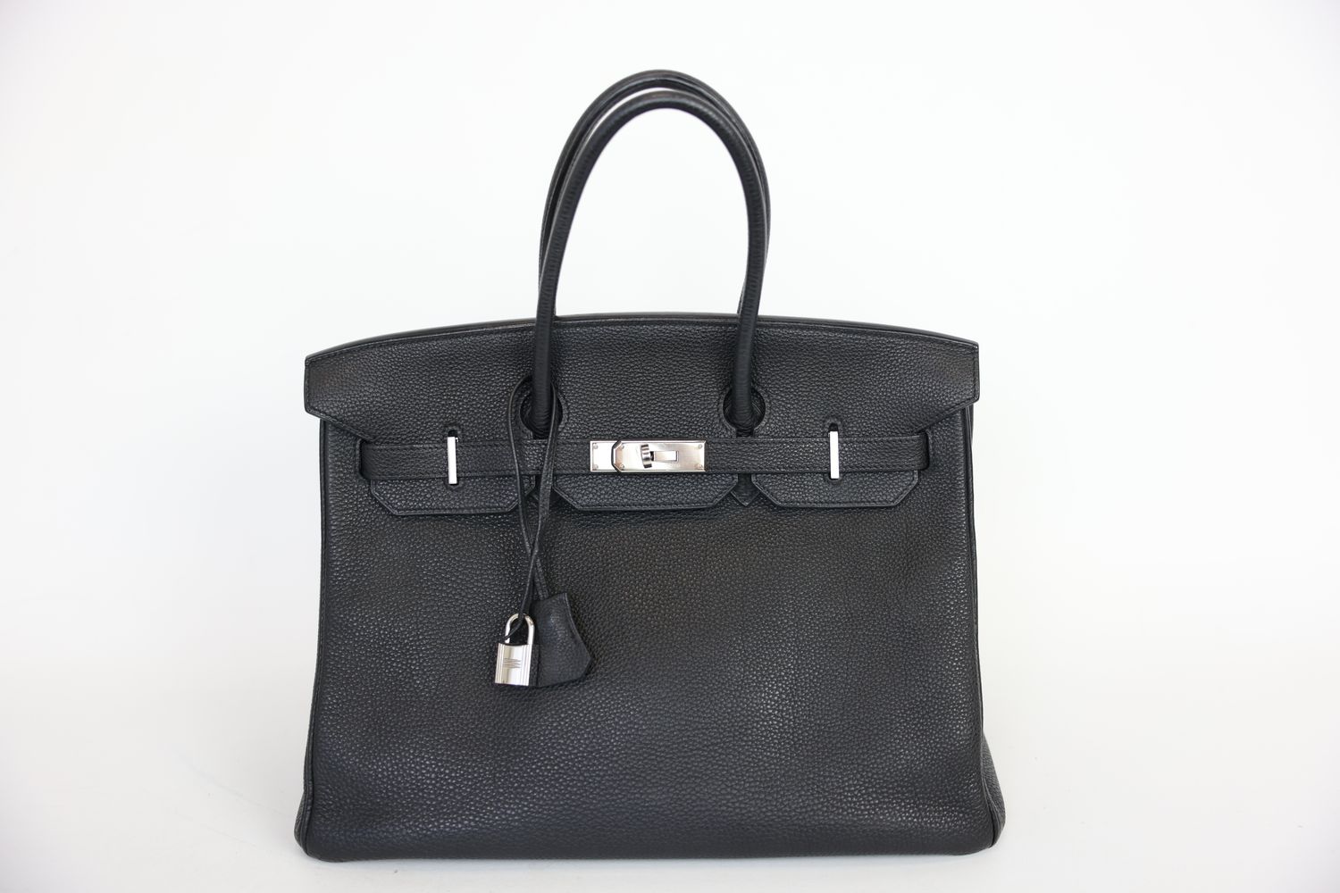 Hermes Birkin 35 Handbag, Black Togo Leather with Palladium Hardware, L in Square 2008 Stamp, Preowned in Dustbag WA001