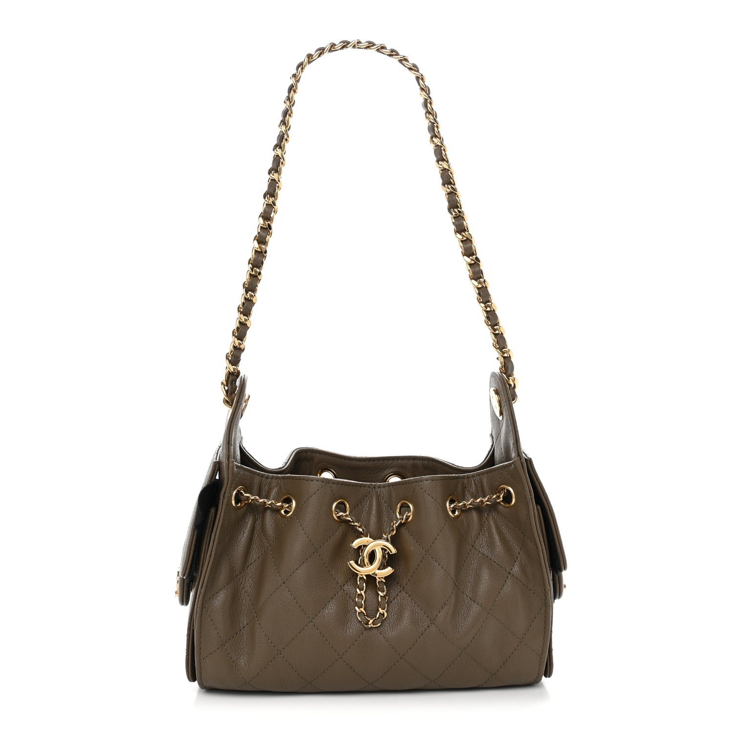 Caviar Quilted Mini Chanel 25 Handbag Dark Khaki