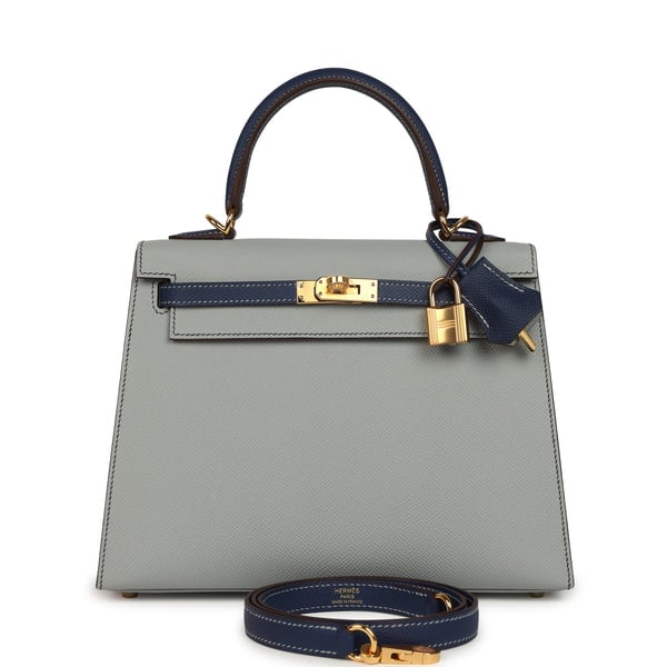Hermes Hermes Special Order (HSS) Kelly Sellier 25 Bleu Glacier and Bleu Saphir Epsom Gold Hardware