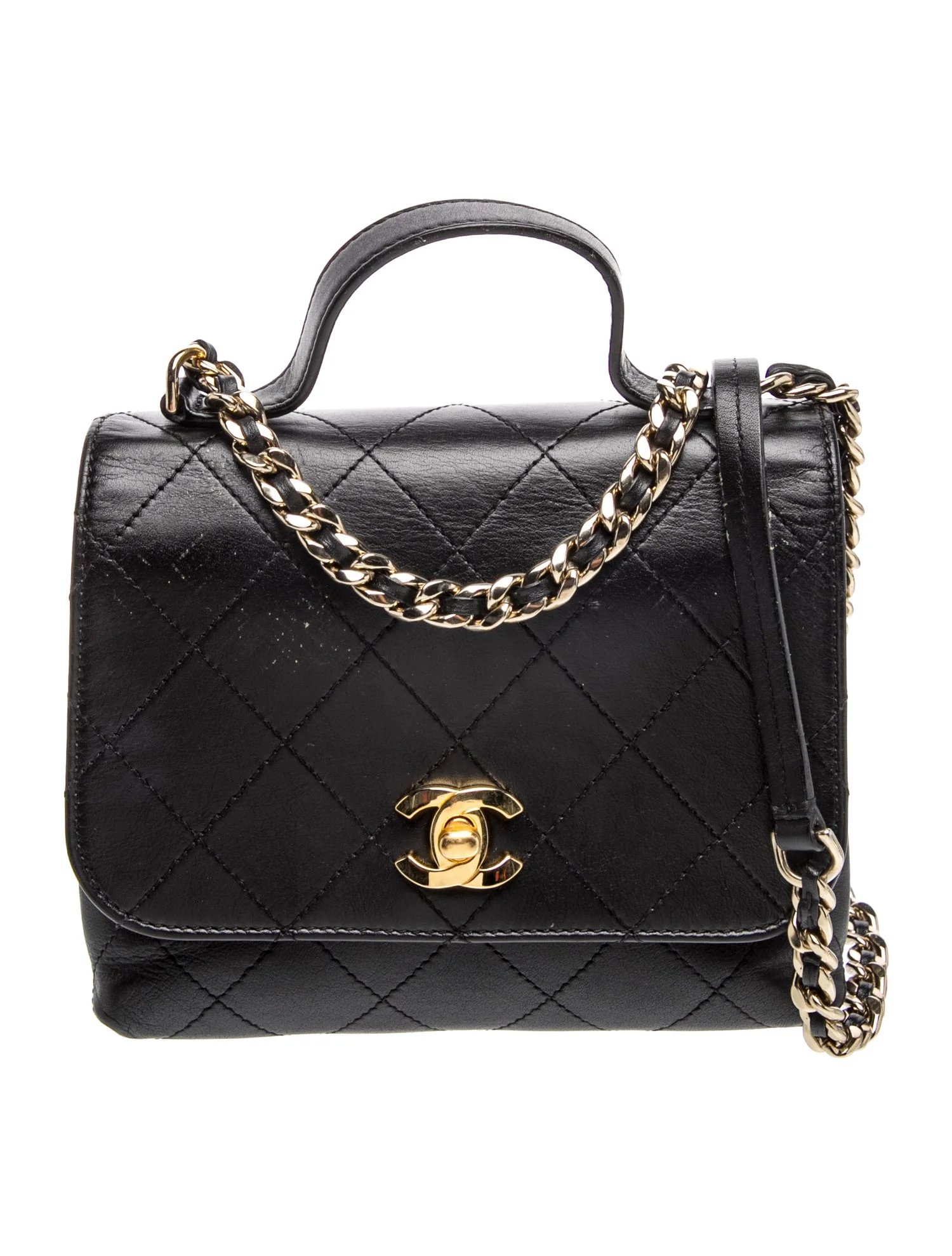 Quilted CC Top Handle Flap Bag