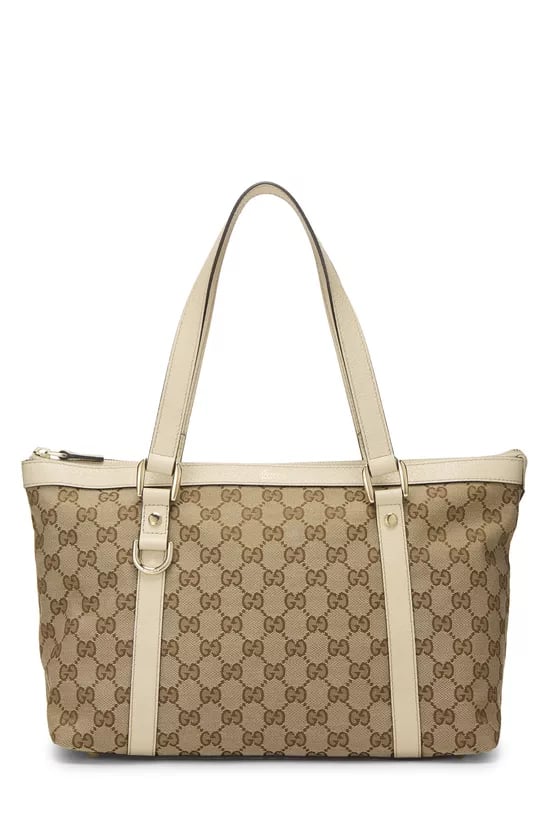 White Original GG Canvas Abbey Zip Tote