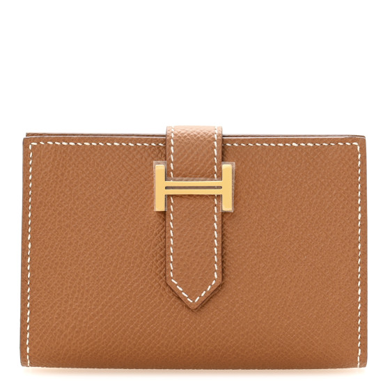 Hermes Epsom Bearn Card Holder Wallet Gold