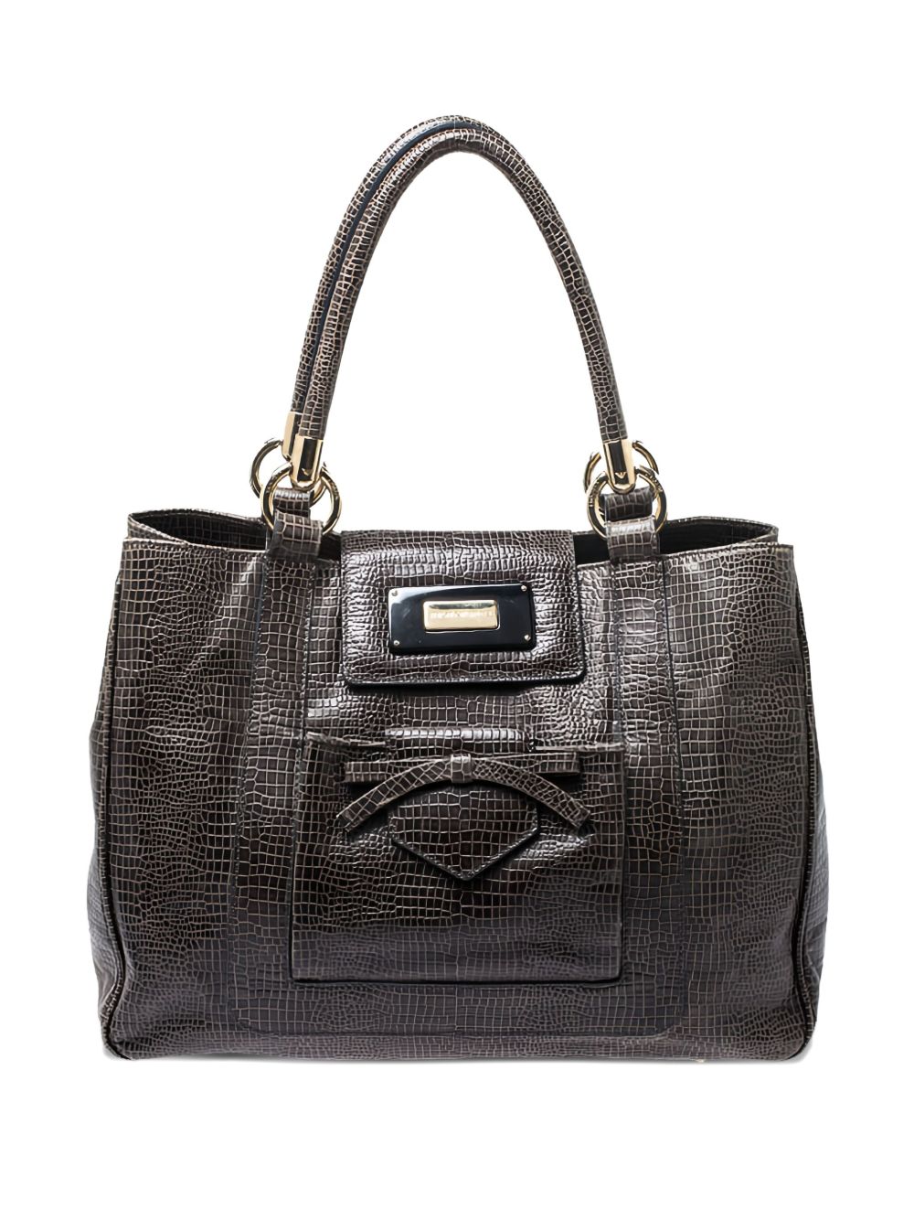 crocodile-embossed leather tote bag