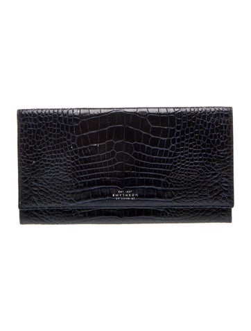 Smythson Embossed Leather Clutch