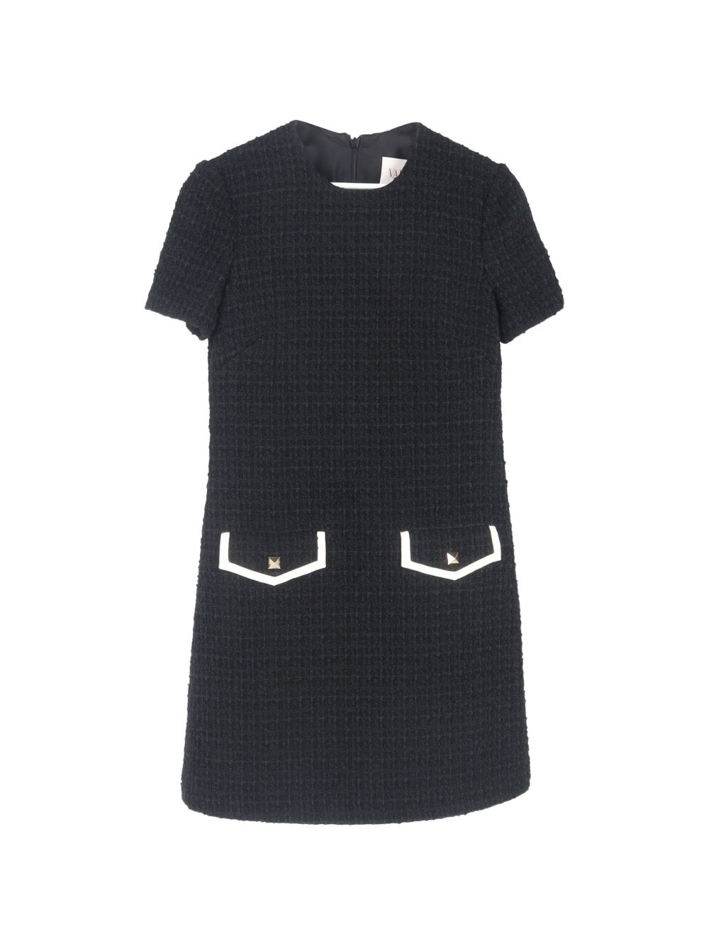 bouclé flap-pocket mini dress