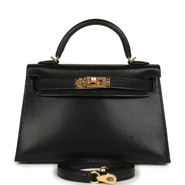 Hermes Hermes Kelly Sellier 20 Black Chevre Mysore Gold Hardware