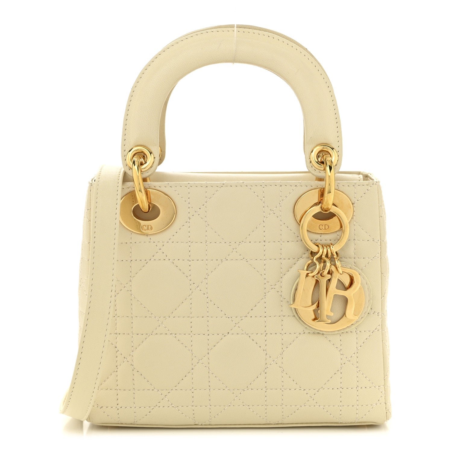 Dior Lambskin Cannage Mini Lady Dior White