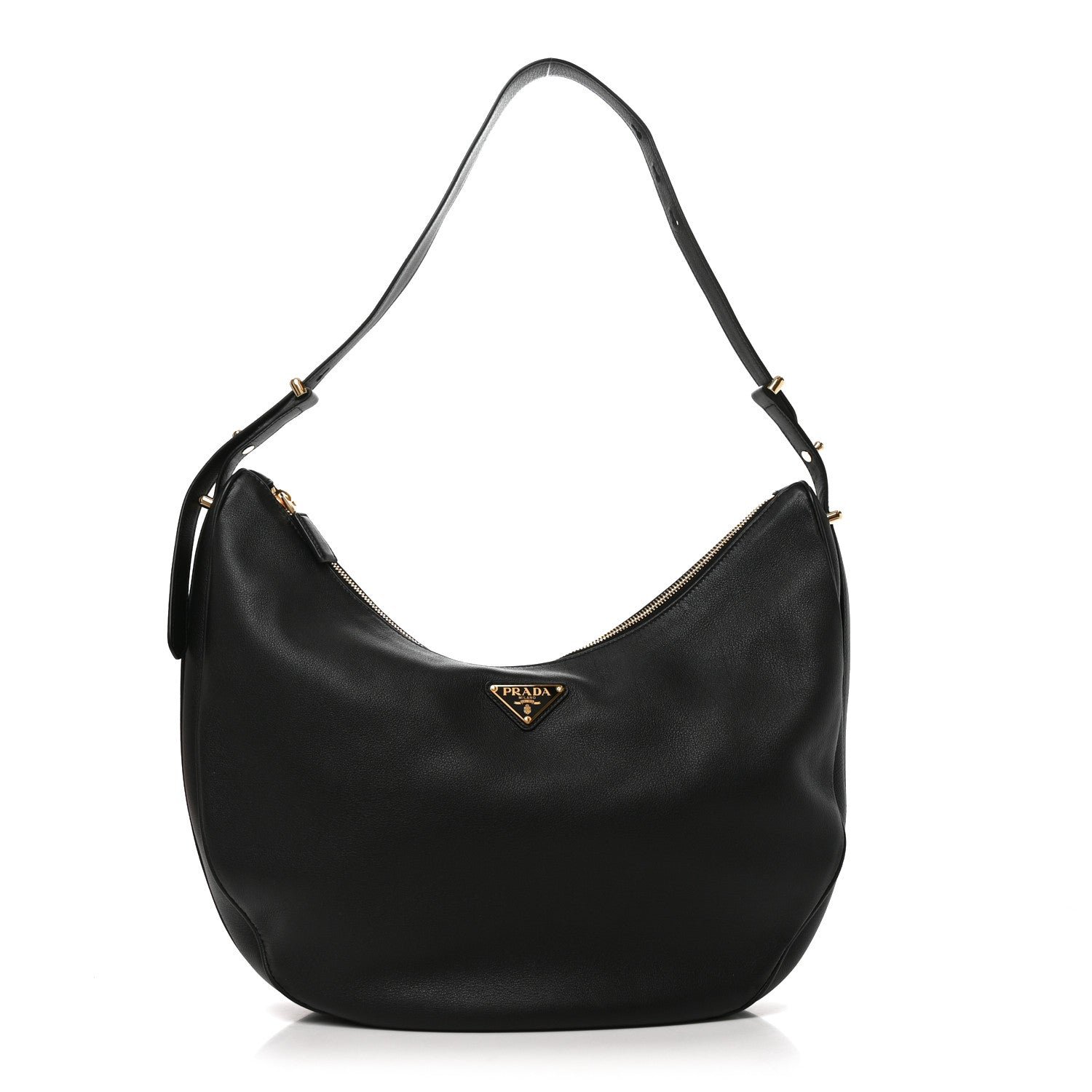 Prada Prada Vitello Daino Medium Arque Shoulder Bag Black