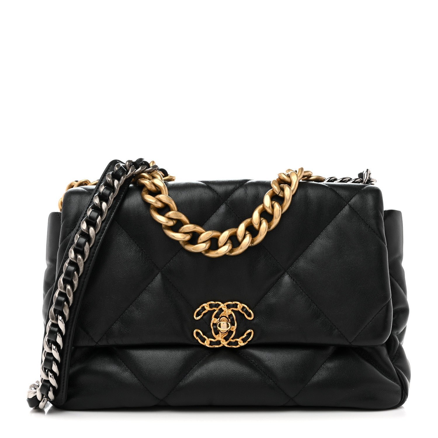 Chanel Lambskin Quilted Large Chanel 19 Flap Black