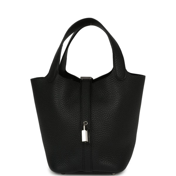 Pre-owned Hermes Picotin Lock 18 Black Clemence Palladium Hardware