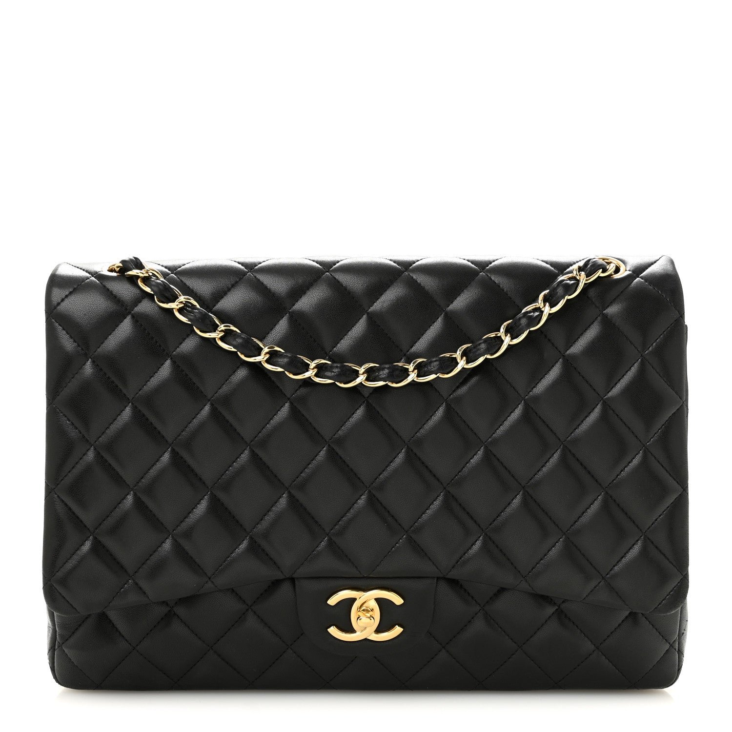 Chanel Lambskin Quilted Maxi Double Flap Black
