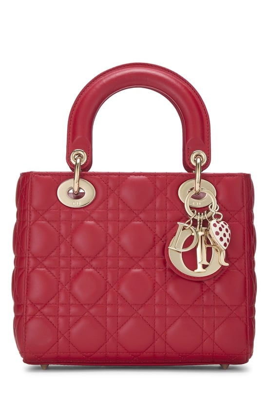 Dior Red Cannage Quilted Lambskin Lady Dior Small