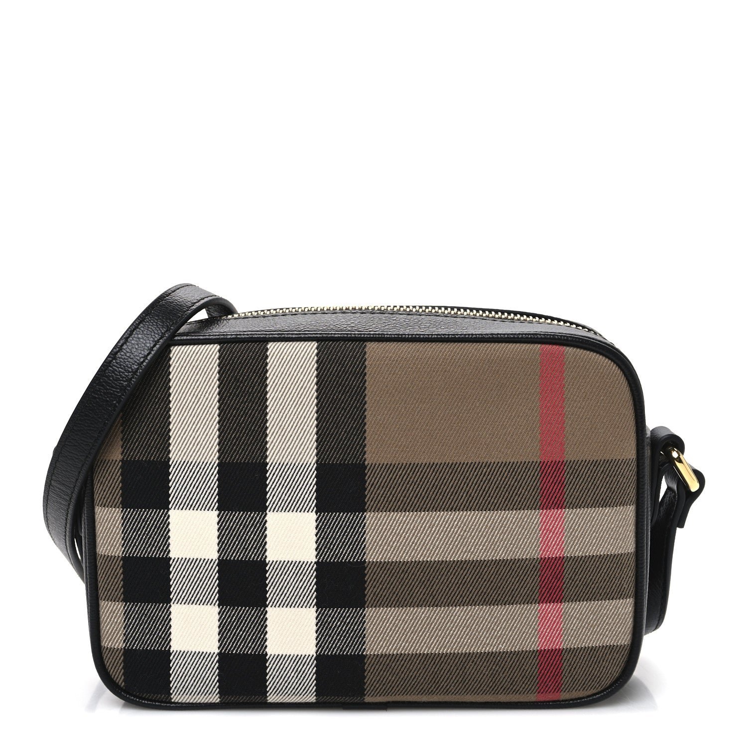 Burberry Giant Check Calfskin Small Camera Bag Black