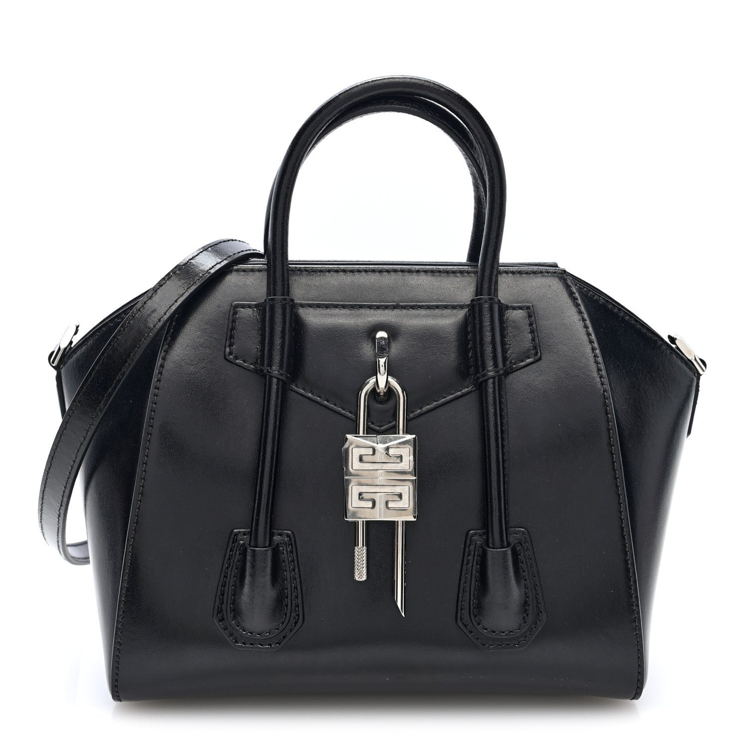 Givenchy Box Calfskin Mini Lock Antigona Shoulder Bag Black