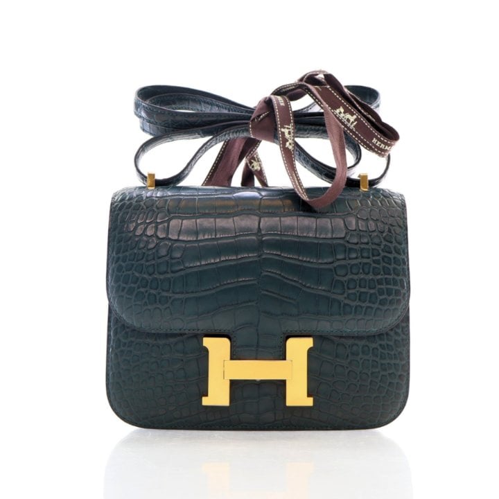 Hermes Hermes Vert Cypress Alligator Mini Constance 18
