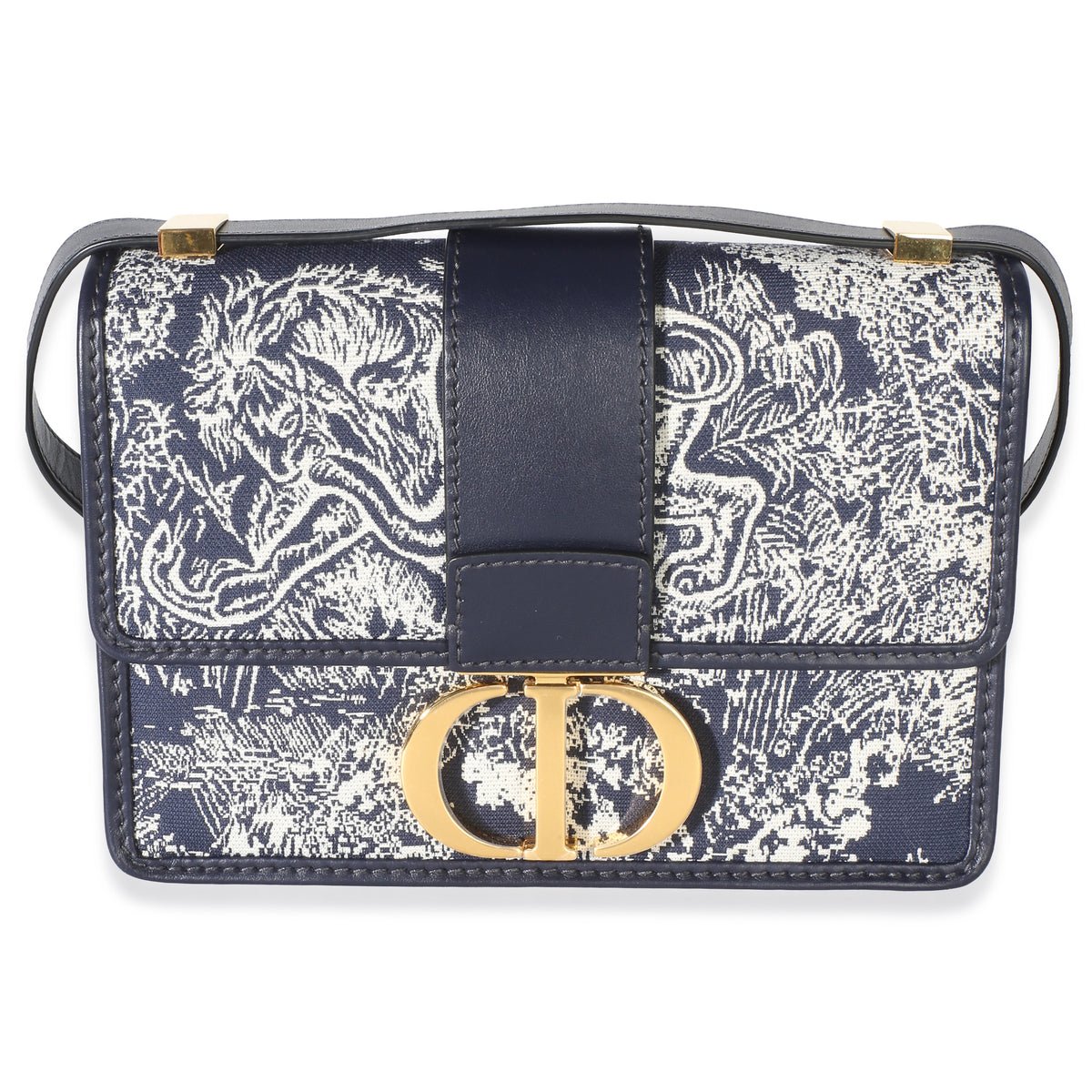 Dior Blue Toile de Jouy Reverse Jacquard Canvas 30 Montaigne Flap Bag