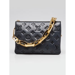 Louis Vuitton Dark Blue Embossed Calfskin Leather Coussin BB Bag