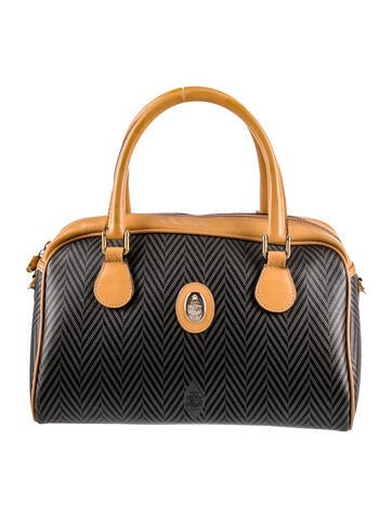 Mark Cross Leather-Trimmed Patterned Handle Bag