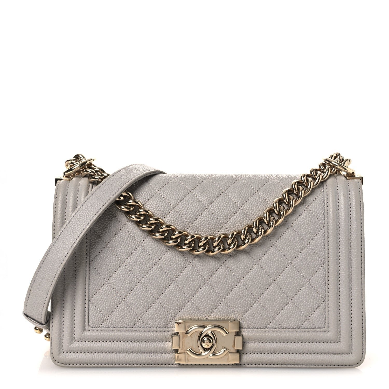 Chanel Caviar Quilted Medium Boy Flap Grey