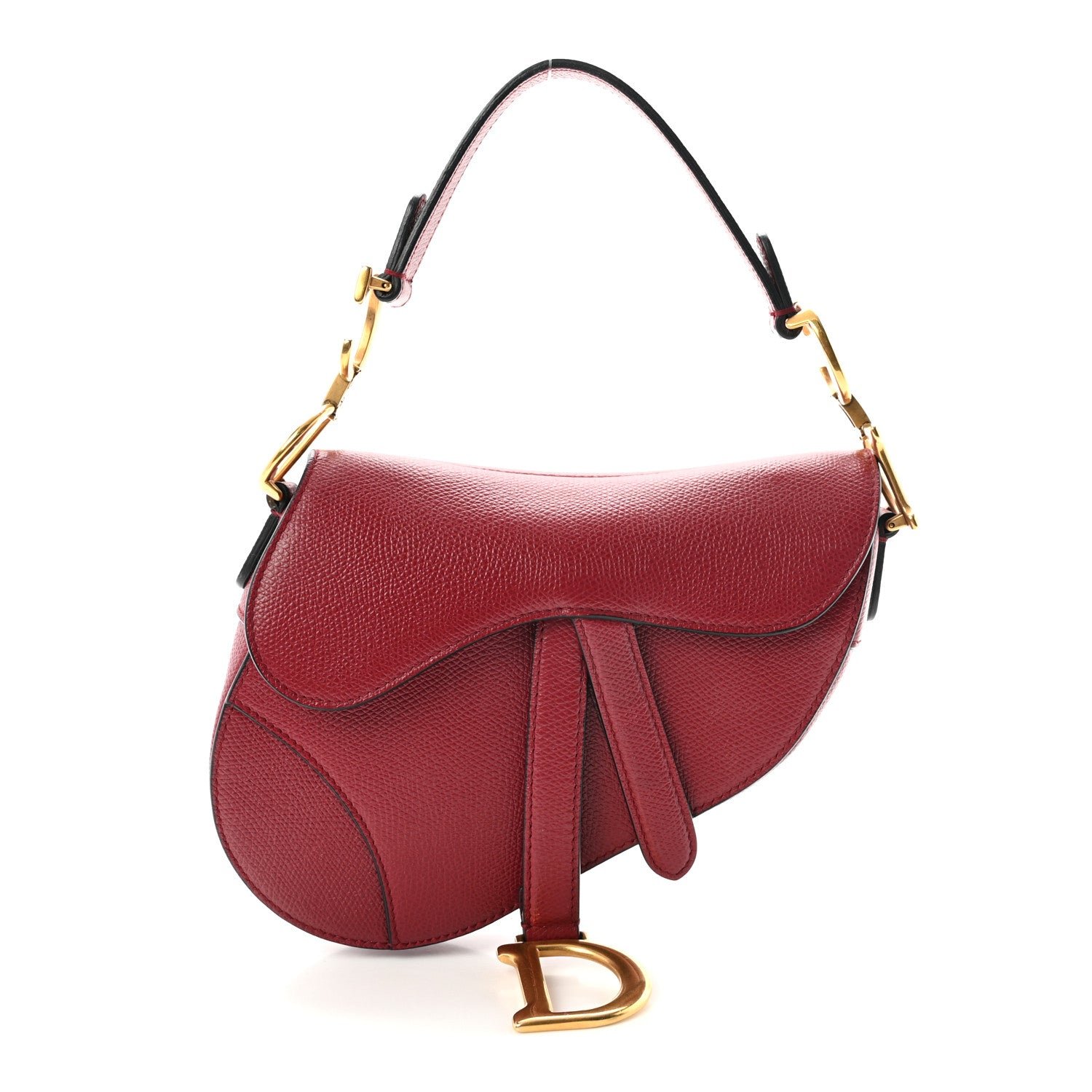 Christian Dior Grained Calfskin Mini Saddle Bag Red