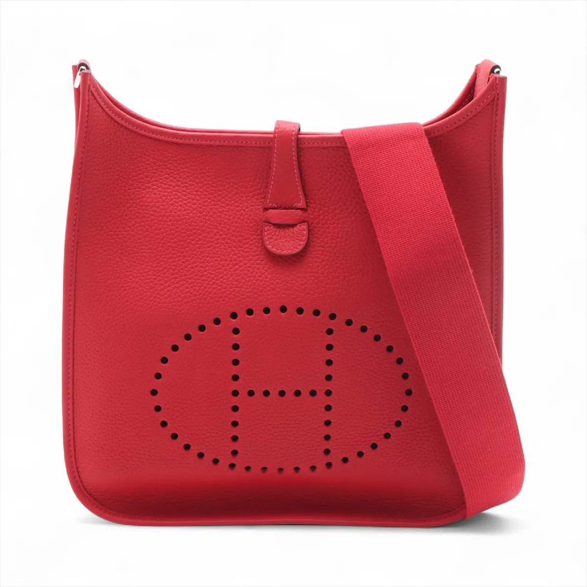 Hermès evelyn 3 29 PM Taurillon Clemence Rouge casaque Silver Metal Fittings U: