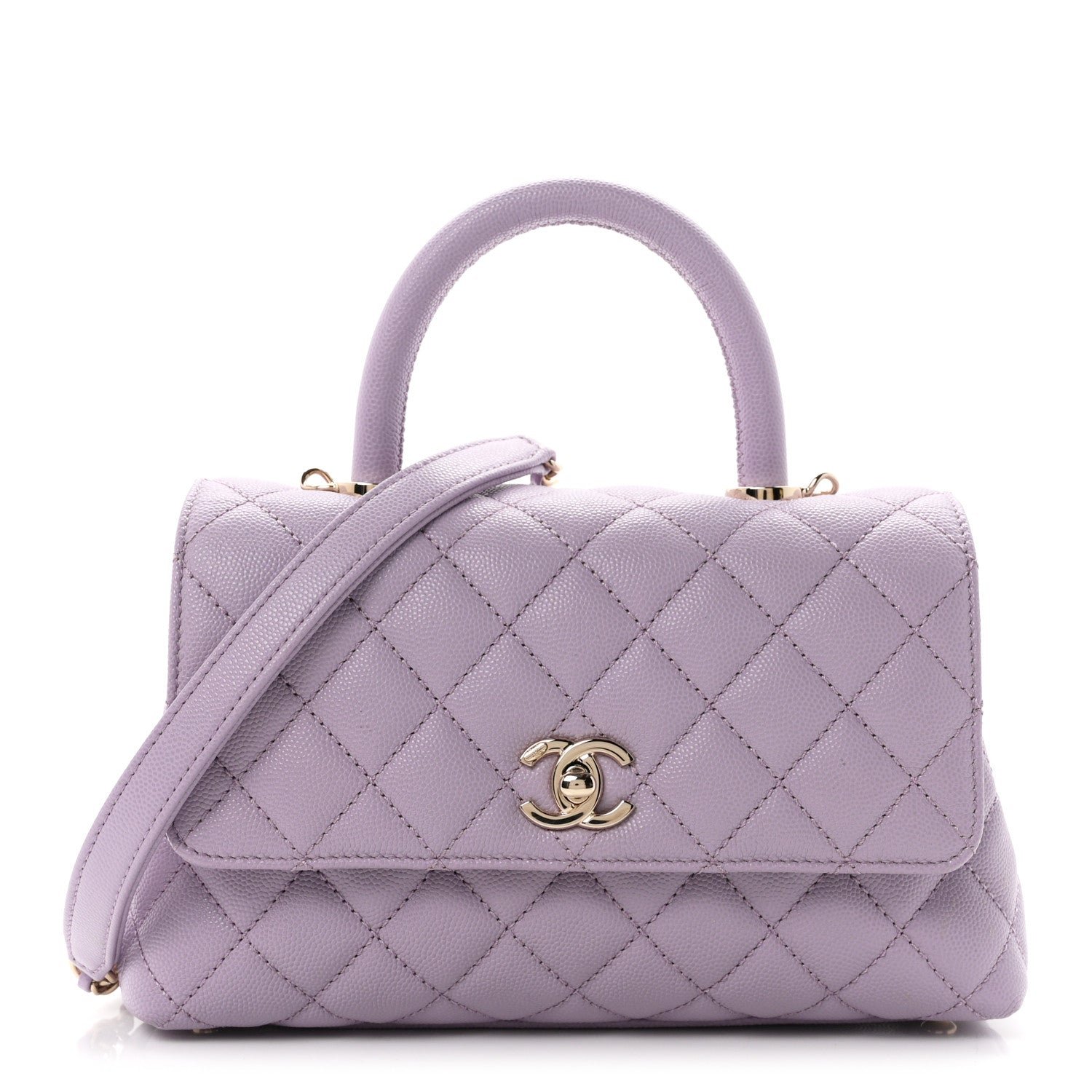 Chanel Caviar Quilted Mini Coco Handle Flap Light Purple