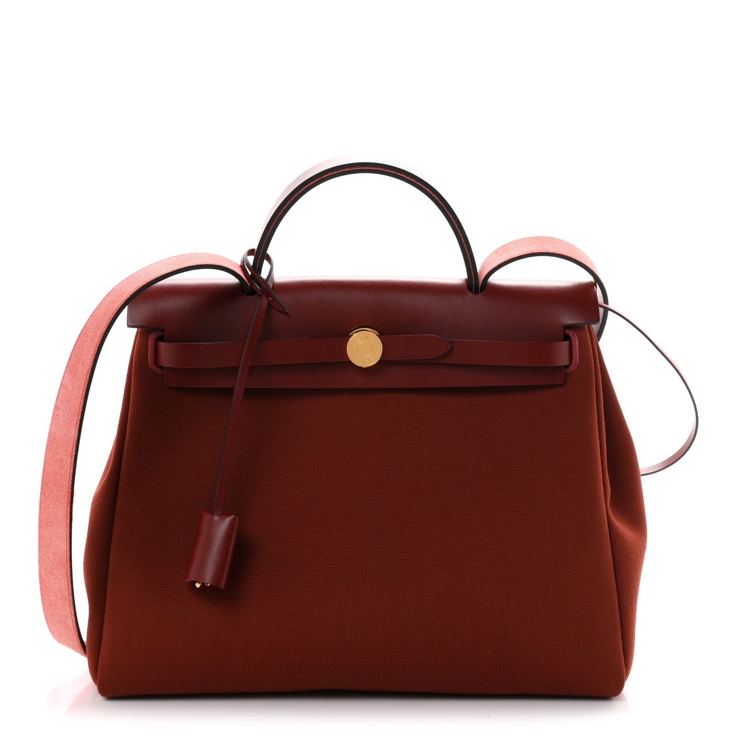 Hermes Military Toile Vache Hunter Herbag Zip Retourne 31 PM Rouge H