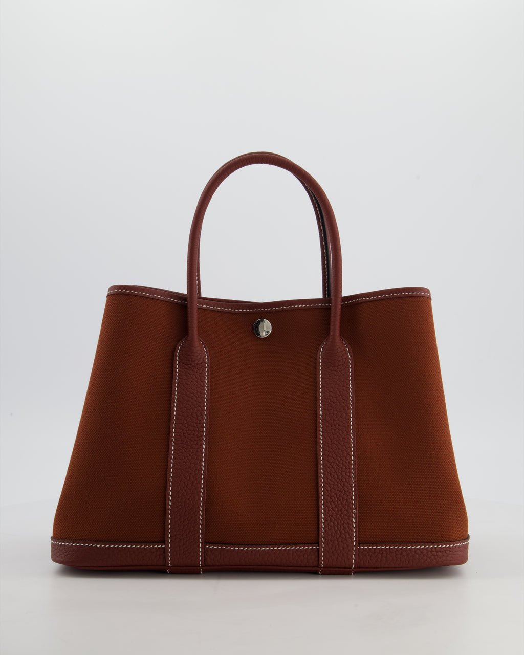 Hermes Hermès Garden Party 30 Bag in Rouge H Canvas and Negonda Leather with Palladium Hardware