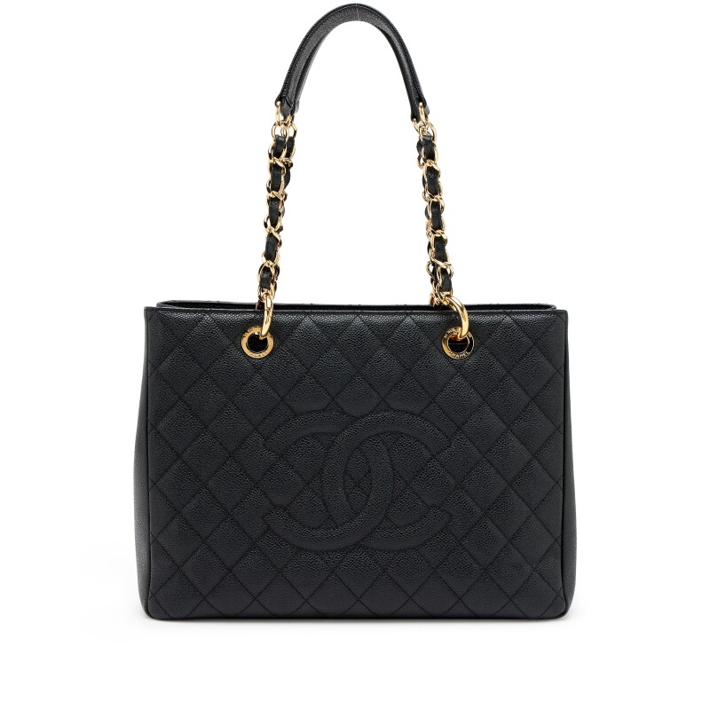 Black Quilted Caviar Timeless Grand Shopping Tote Gold Hardware, 2012